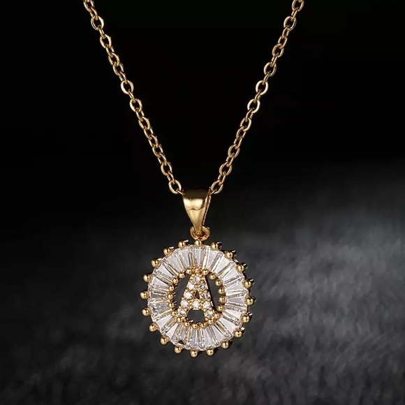 3/$30 💛 Initial Rhinestone Charm Necklace - Picture 3 of 16